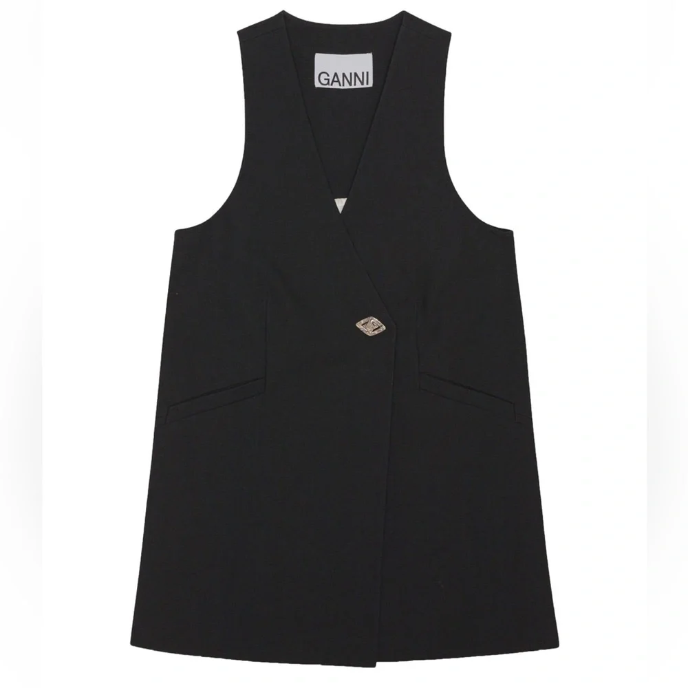 GANNI Blazer V Neck Sleeveless Mini Dress - Picture 2 of 11